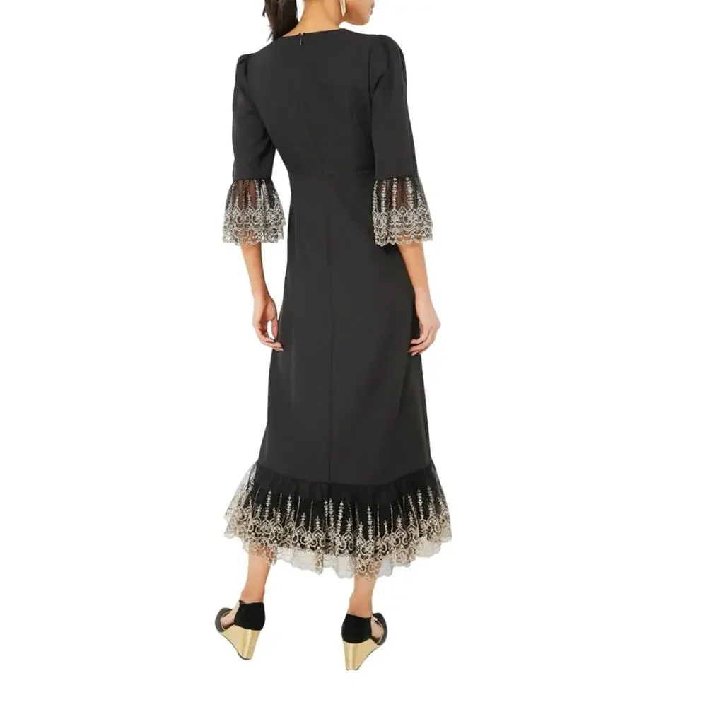 New Tuckernuck Pomander Place Gold Lace Lillith Midi Dress Sz Medium 0107 - Picture 3 of 11